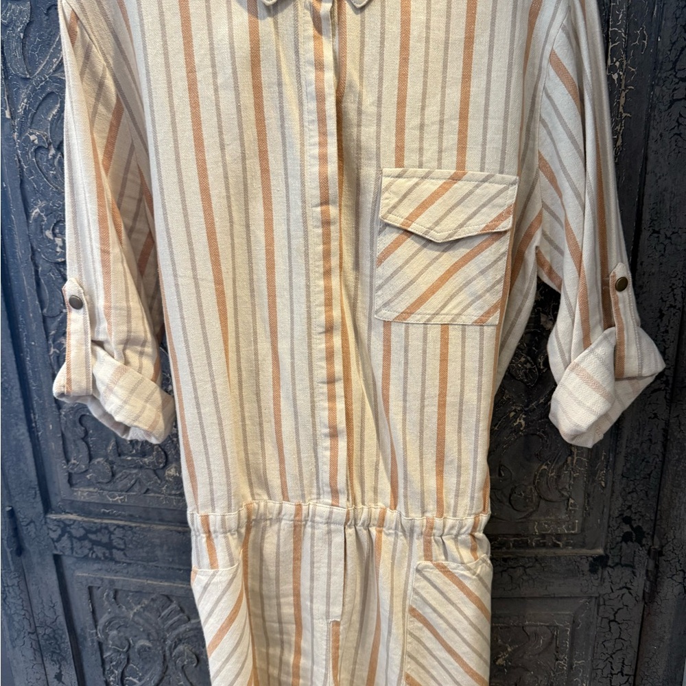 Lovestitch Beige and Brown Striped Shirt